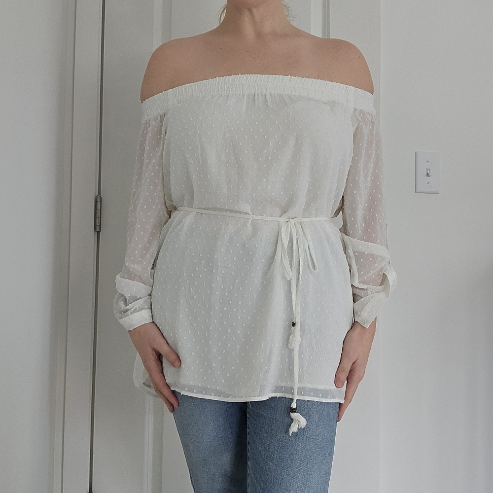 Off Shoulder White Blouse
